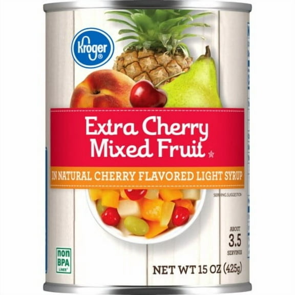 KR Canned Extra Cherry Mixed Fruit in Light Syrup 15 oz - Pack of 2