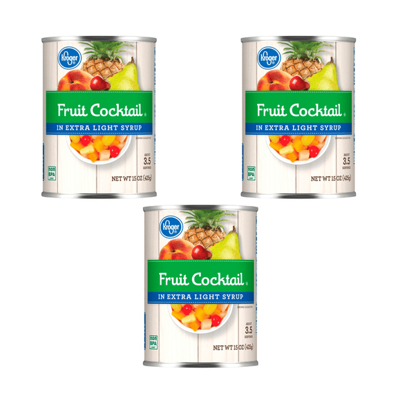KR Canned Fruit Cocktail in Extra Light Syrup 45 oz 3-CAN