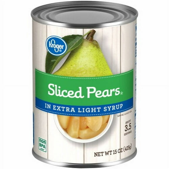 KR Canned Pear Slices in Extra Light Syrup 15 oz