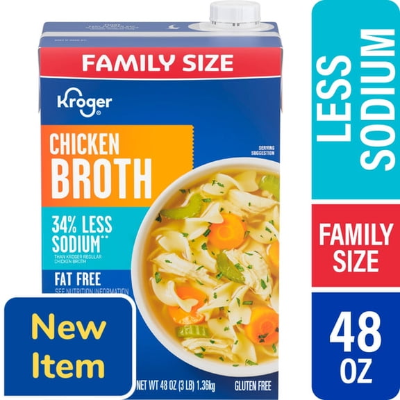 KR Chicken Broth Fat-Free 34% Less Sodium Family Size