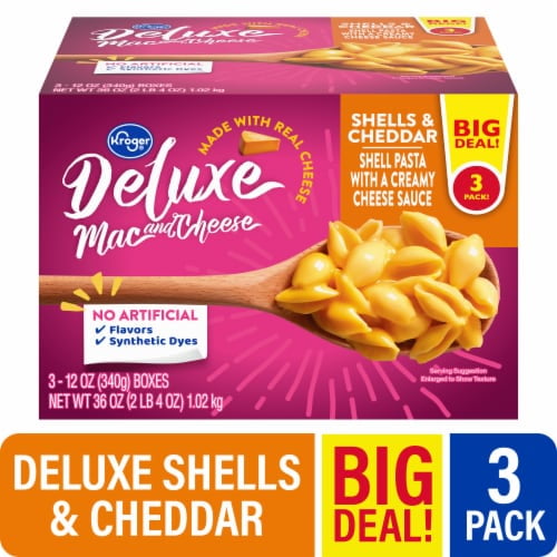 KR Deluxe Shells and Cheddar Macaroni and Cheese 3 ct / 12 oz