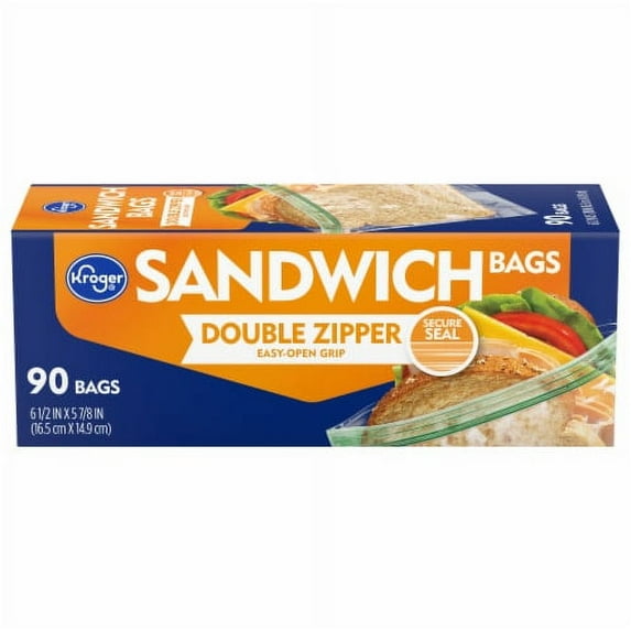 KR Double Zipper Reclosable Sandwich Bags 90 ct.