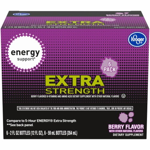 KR Extra Strength Berry Energy Drink Shot Multipack Bottles 6 pk / 2 fl oz
