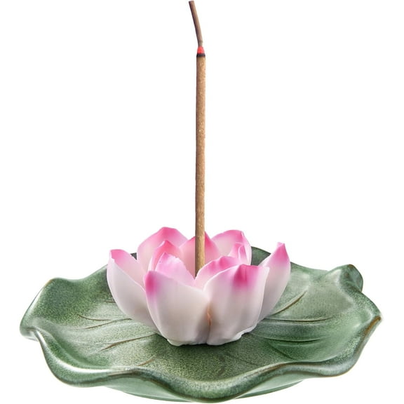 Lotus Incense Burner Holder with Tray - for Incense Sticks, Sage and Palo Santo, Spiritual Meditation Accessory with Ash Catcher