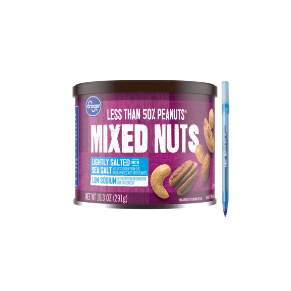 KR LIGHTLY SALTED MIXED NUTS LESS THAN 50% PEANUTS WITH SEA SALT - 10.3 OZ.
