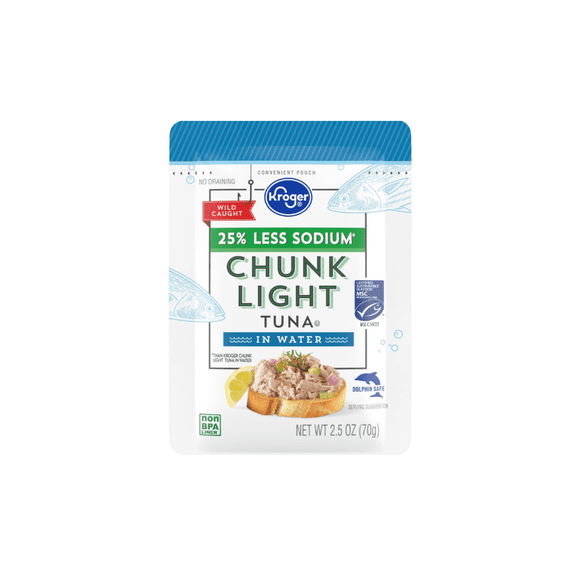 KR Less Sodium Wild Caught Chunk Light Tuna in Water 2.5 oz