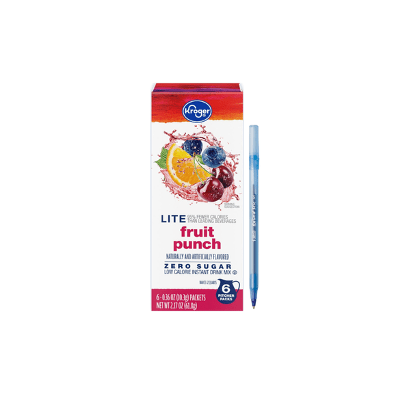 KR Lite Zero Sugar Fruit Punch Instant Drink Mix Packets 2.17 OZ