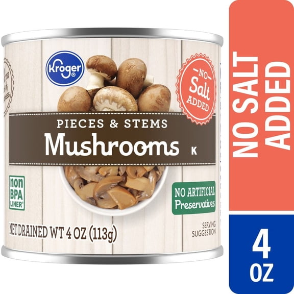 KR Mushrooms Pieces and Stems No Salt Added 4 oz - Pack of 3