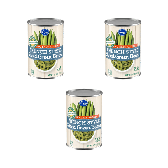 KR No Salt Added French Style Sliced Green Beans 3-Can 43.5 oz