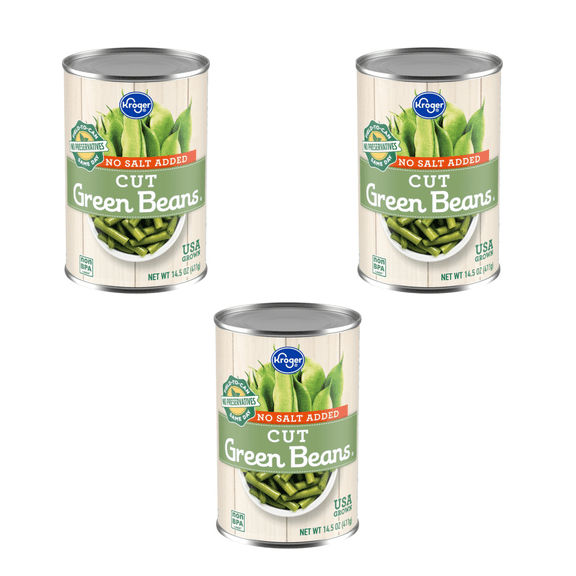 KR No Salt Cut Canned Green Beans 3 Can 43.5 Oz