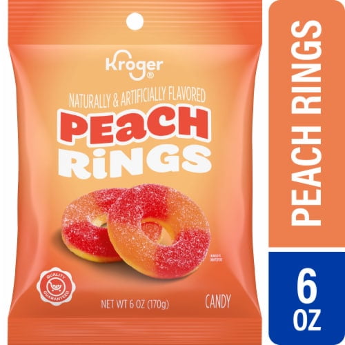 KR Peach Gummi Rings Candy Bag 6 oz