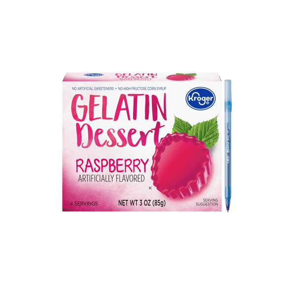 KR Raspberry Gelatin Dessert Mix 3-Boxes 9 oz
