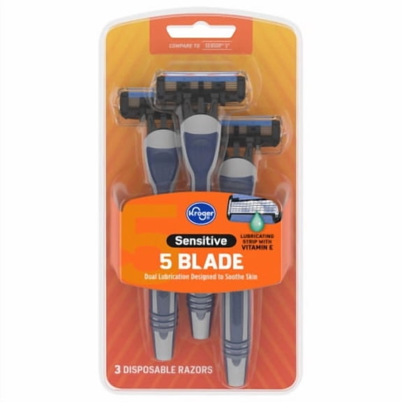 KR Sensitive 5 Blade Disposible Razors - 3 ct