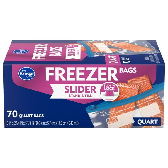 KR Slider Reclosable Quart Freezer Bags 70 ct - Pack of 2