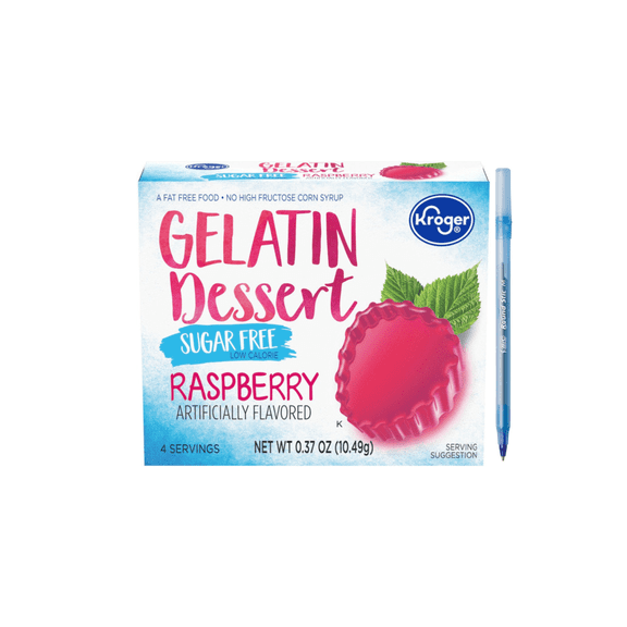 KR Sugar Free Raspberry Gelatin Dessert Mix 1.11 oz 3-Boxes