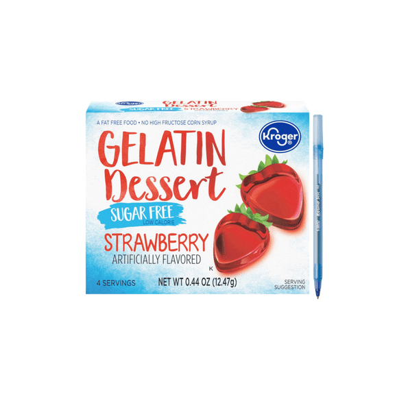 KR Sugar Free Strawberry Gelatin Dessert Mix 1.32 OZ 3-BOXES
