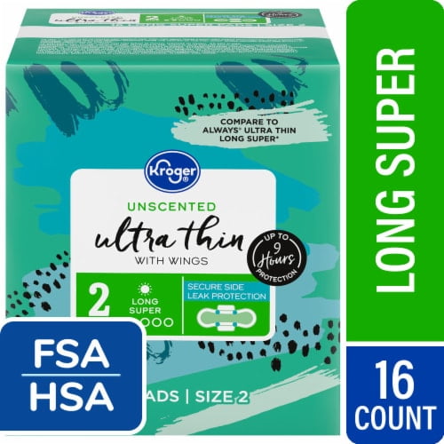 KR Ultra Thin with Wings Long Size 2 Super Pads Unscented 16 ct
