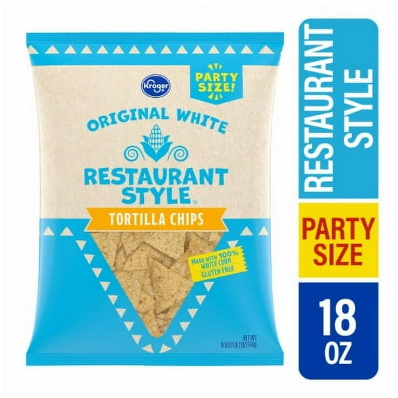 KR White Corn Restaurant Style Tortilla Chips Family Size 18 oz.