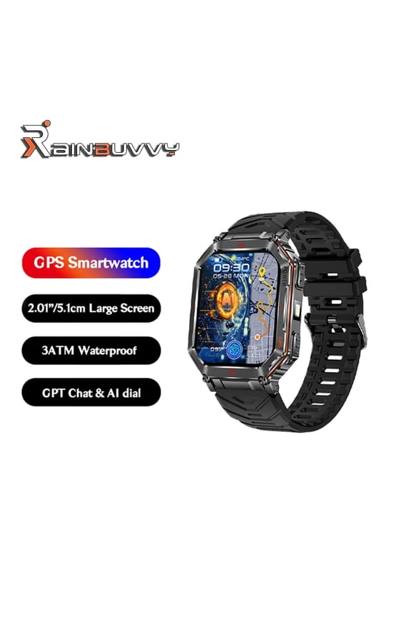 KR92 GPS Smart Outdoor Watch 2.01 Inch Bluetooth 5.3 450mAh Flashlight Barometric Altitude Monitoring Health Monitoring Sleep Monitoring Compatible iOS0 and Android Sports Watch Multi-color optional