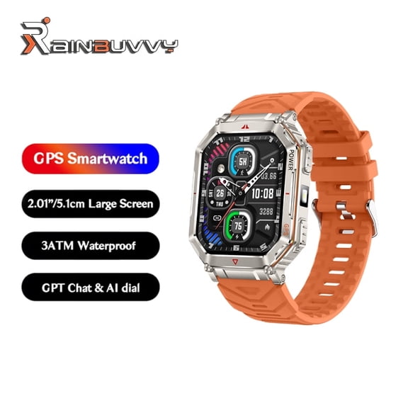 KR92 GPS Smart Outdoor Watch 2.01 Inch Bluetooth 5.3 450mAh Flashlight Barometric Altitude Monitoring Health Monitoring Sleep Monitoring Compatible iOS0 and Android Sports Watch Multi-color optional