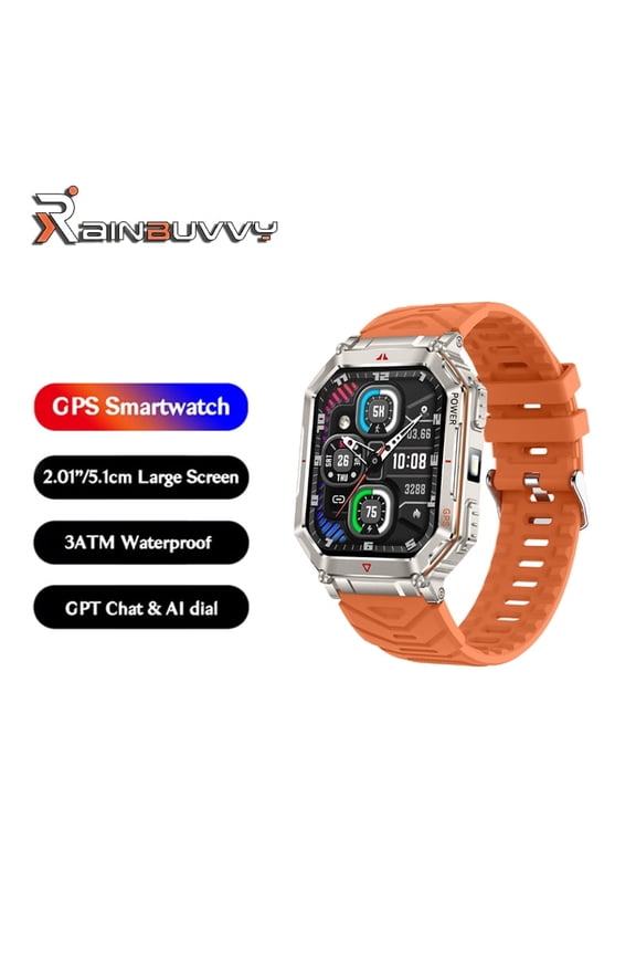 KR92 GPS Smart Outdoor Watch 2.01 Inch Bluetooth 5.3 450mAh Flashlight Barometric Altitude Monitoring Health Monitoring Sleep Monitoring Compatible iOS0 and Android Sports Watch Multi-color optional