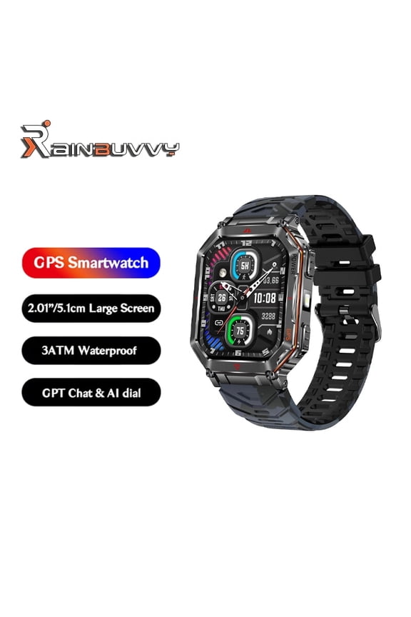 KR92 GPS Smart Outdoor Watch 2.01 Inch Bluetooth 5.3 450mAh Flashlight Barometric Altitude Monitoring Health Monitoring Sleep Monitoring Compatible iOS0 and Android Sports Watch Multi-color optional