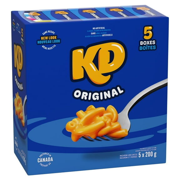 KD Kraft Dinner Original Macaroni and Cheese, 5 Pack, 200g each, 1000g/35.2 oz