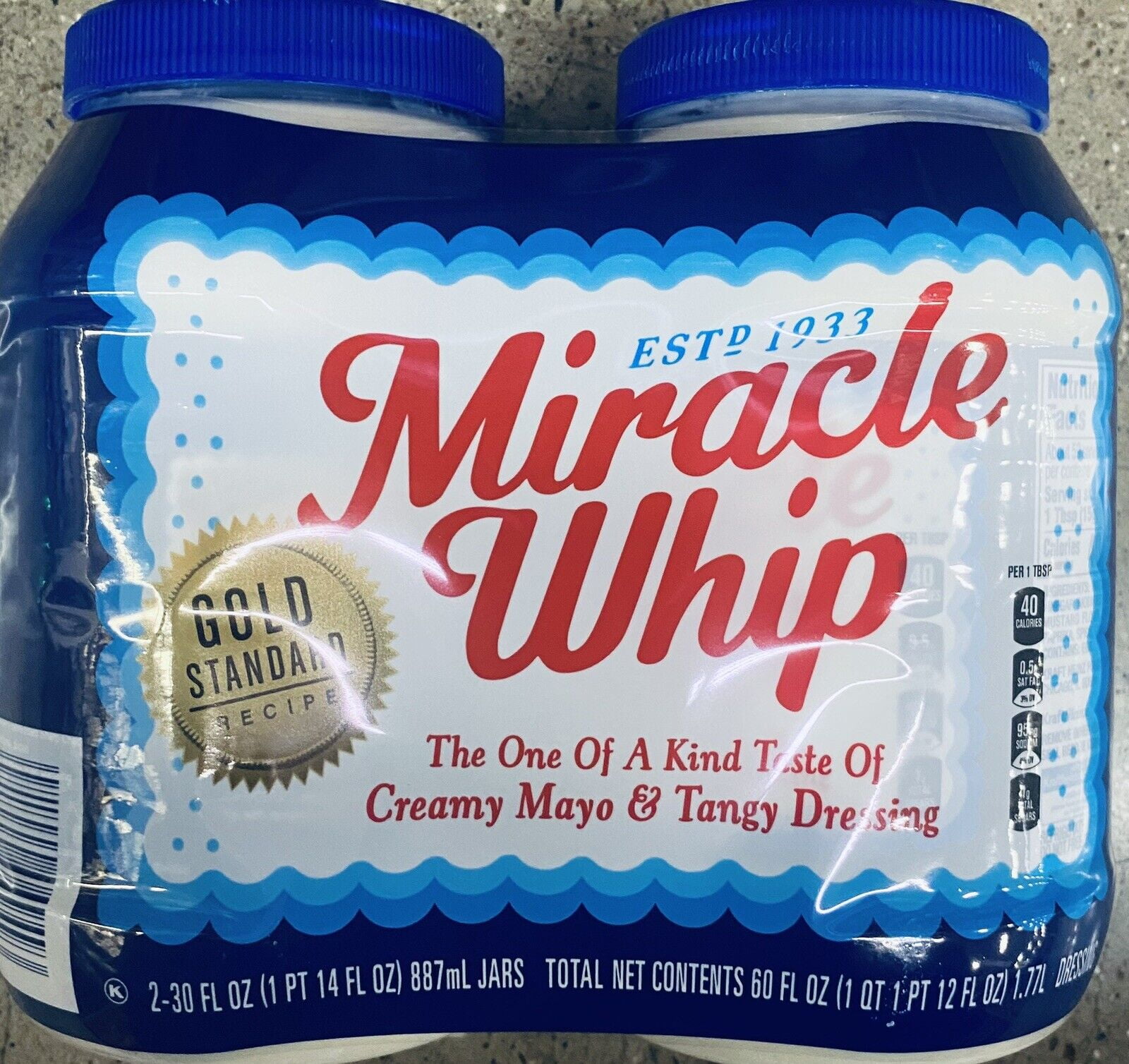 KRAFT Miracle Whip MayoTangy Dressing 30 oz Jar MAYONNAISE 2 PACK