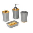 thumbnail image 1 of KRALIX Bathroom Set 4 Pieces Gray Plastic/Bamboo Bathroom Accessories, 1 of 6