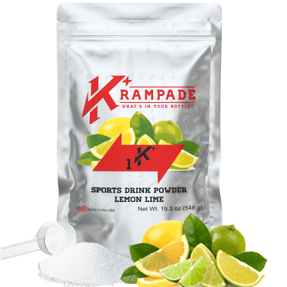 Krampade Electrolyte Powder Potassium Supplement - 1000 Mg K+, More Than Coconut Water | Cramp Relief And Prevention | Hydration Powder | Lemon Lime | 19-Serving Resealable Pouch