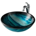 thumbnail image 1 of KRAUS 17-inch Blue Glass Nature Series Bathroom Vessel Sink and Arlo Faucet Combo Set with Pop-Up Drain, Chrome Finish, 1 of 9