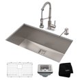 thumbnail image 1 of KRAUS 28 1/2-inch 16 Gauge Pax Kitchen Sink Combo Set with Bolden 18-inch Kitchen Faucet and Soap Dispenser, Stainless Steel Finish, 1 of 14