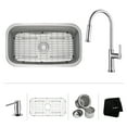 thumbnail image 1 of KRAUS 31 1/2 Inch Undermount Single Bowl Stainless Steel Kitchen Sink with Nola Pull Down Kitchen Faucet & Soap Dispenser in Chrome, 1 of 15