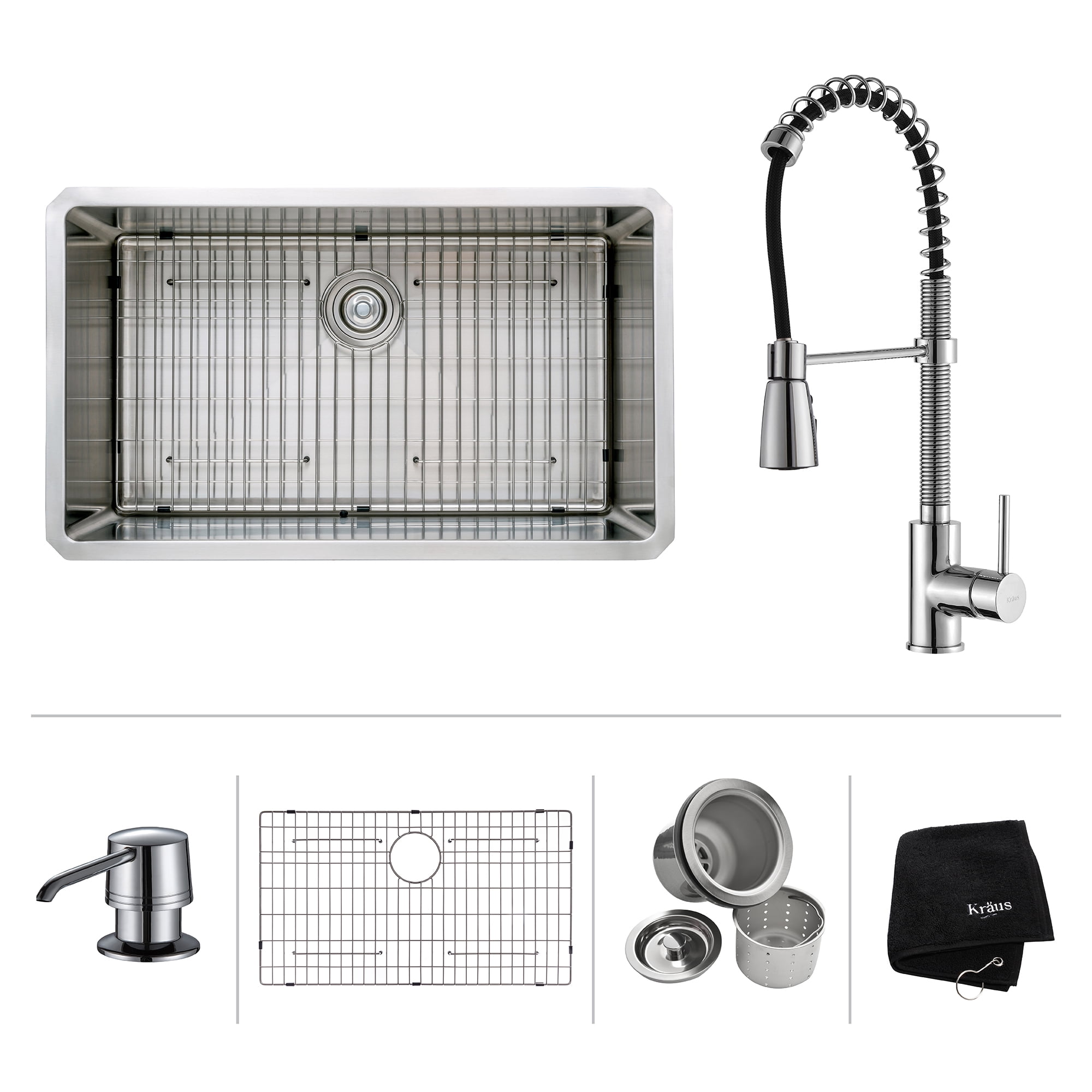 KRAUS 32 Inch Undermount Single Bowl 16 Gauge Stainless Steel Kitchen