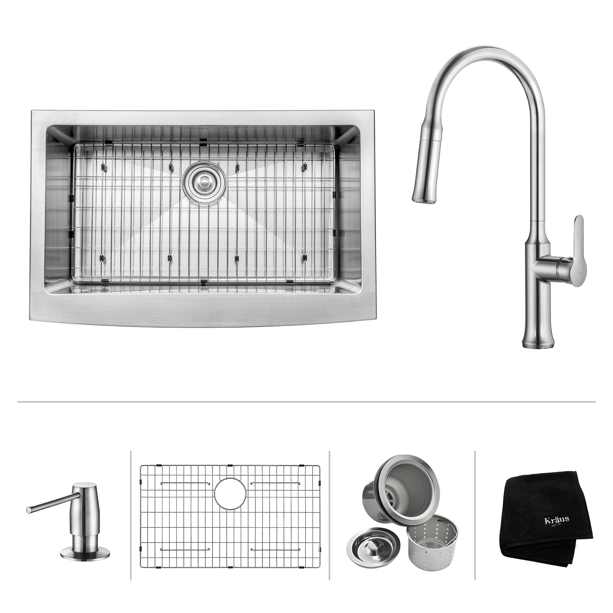 KRAUS 33 Inch Farmhouse Single Bowl Stainless Steel Kitchen Sink with