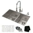 thumbnail image 1 of KRAUS 33-inch 16 Gauge Double Bowl 60/40 Standart PRO Kitchen Sink Combo Set with Bolden 18-inch Kitchen Faucet and Soap Dispenser, Stainless Steel Chrome Finish, 1 of 13