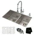 thumbnail image 1 of KRAUS 33-inch 16 Gauge Double Bowl 60/40 Standart PRO Kitchen Sink Combo Set with Bolden 18-inch Kitchen Faucet and Soap Dispenser, Chrome Finish, 1 of 13