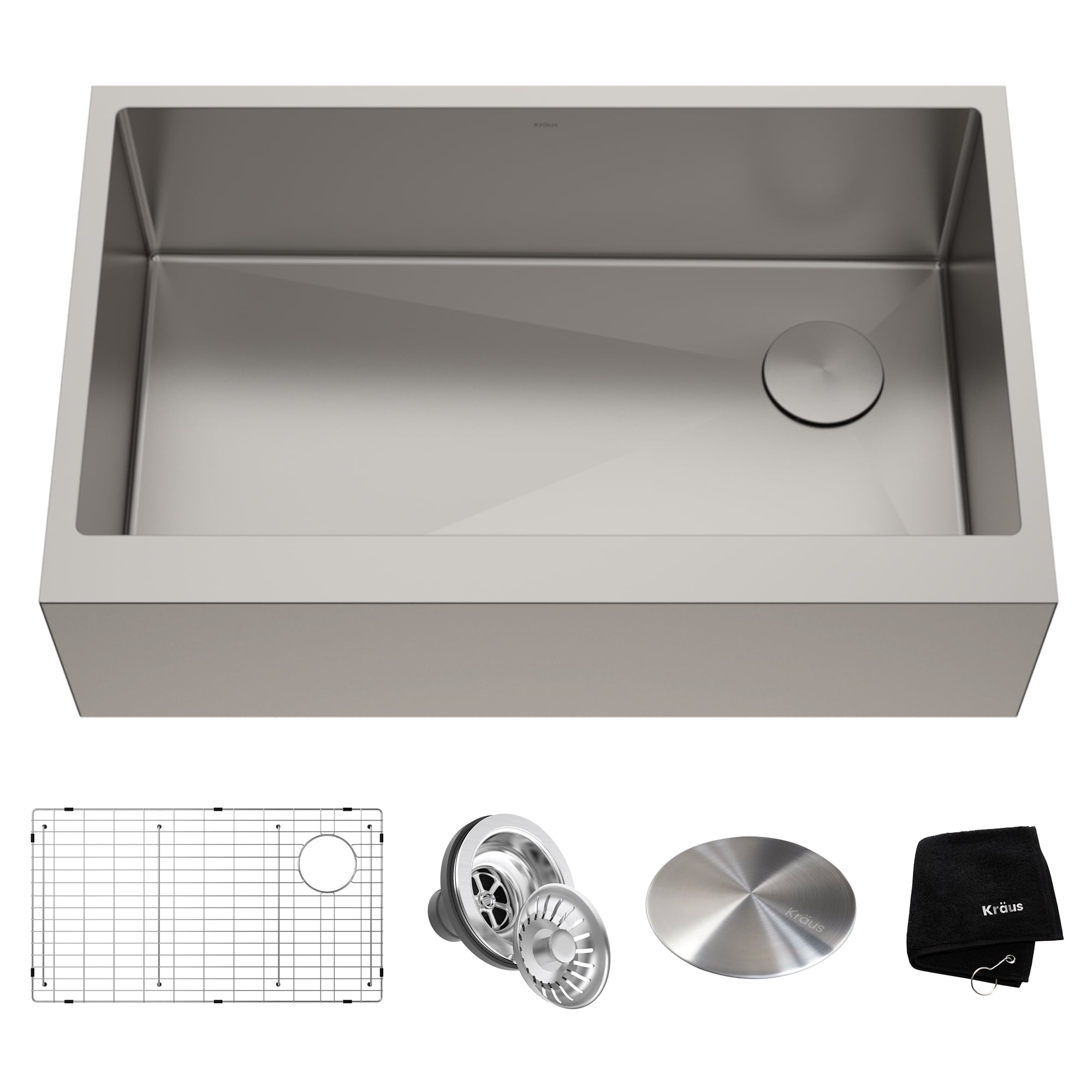 33-Inch Satin Stainless Steel Farmhouse Single Bowl Kitchen Sink
