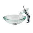 thumbnail image 1 of KRAUS 34 mm Thick Glass Vessel Sink in Clear with Waterfall Faucet in Chrome, 1 of 7