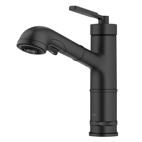 KRAUS Allyn Pull-Out Single Handle Kitchen Faucet in Matte Black