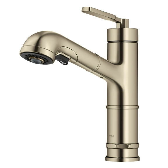 KRAUS Allyn Pull-Out Single Handle Kitchen Faucet in Spot-Free Antique Champagne Bronze