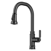 KRAUS Allyn Transitional Industrial Pull-Down Single Handle Kitchen Faucet in Spot-Free Black Stainless Steel