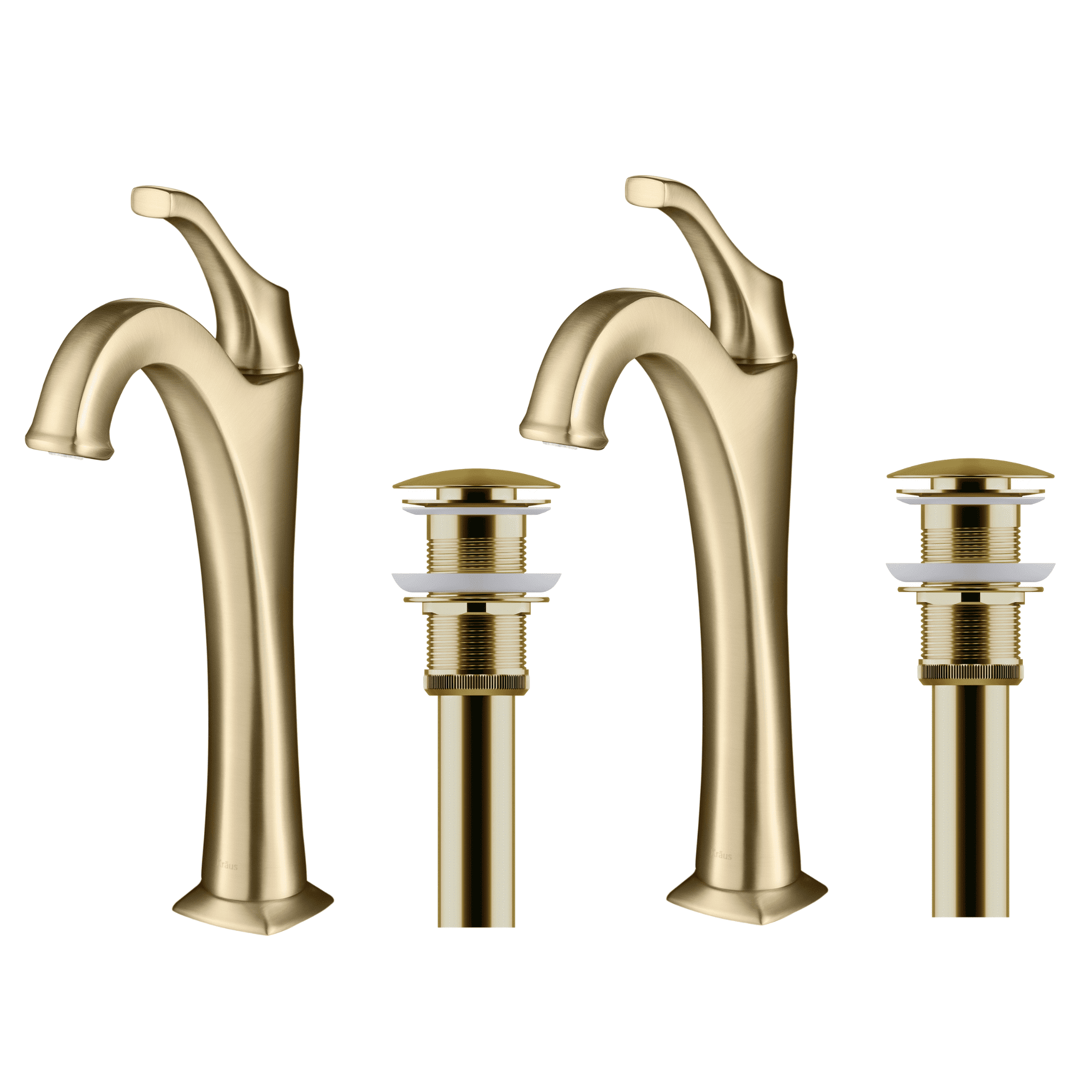 KRAUS Arlo Brushed Gold Tall Vessel Bathroom Faucet with Pop-Up Drain ...