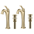 thumbnail image 1 of KRAUS Arlo Brushed Gold Tall Vessel Bathroom Faucet with Pop-Up Drain (2-Pack), 1 of 12