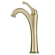 KRAUS Arlo Brushed Gold Tall Vessel Bathroom Faucet with Pop-Up Drain