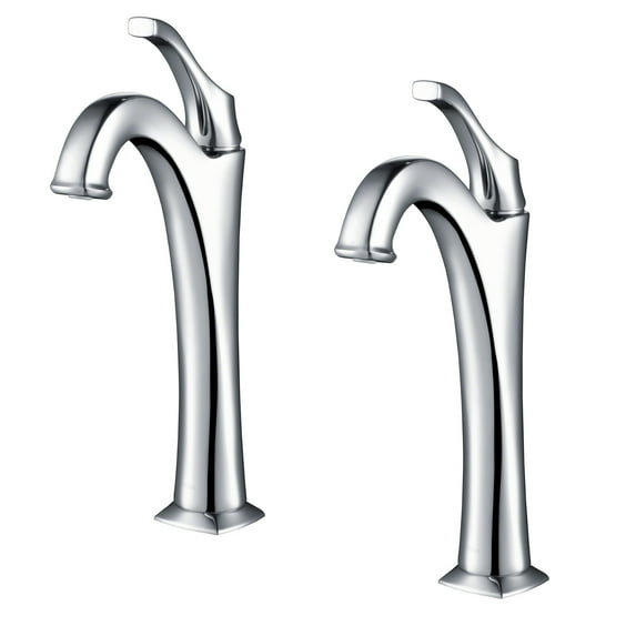 KRAUS Arlo Chrome Single Handle Vessel Bathroom Faucet with Pop Up Drain (2-Pack)