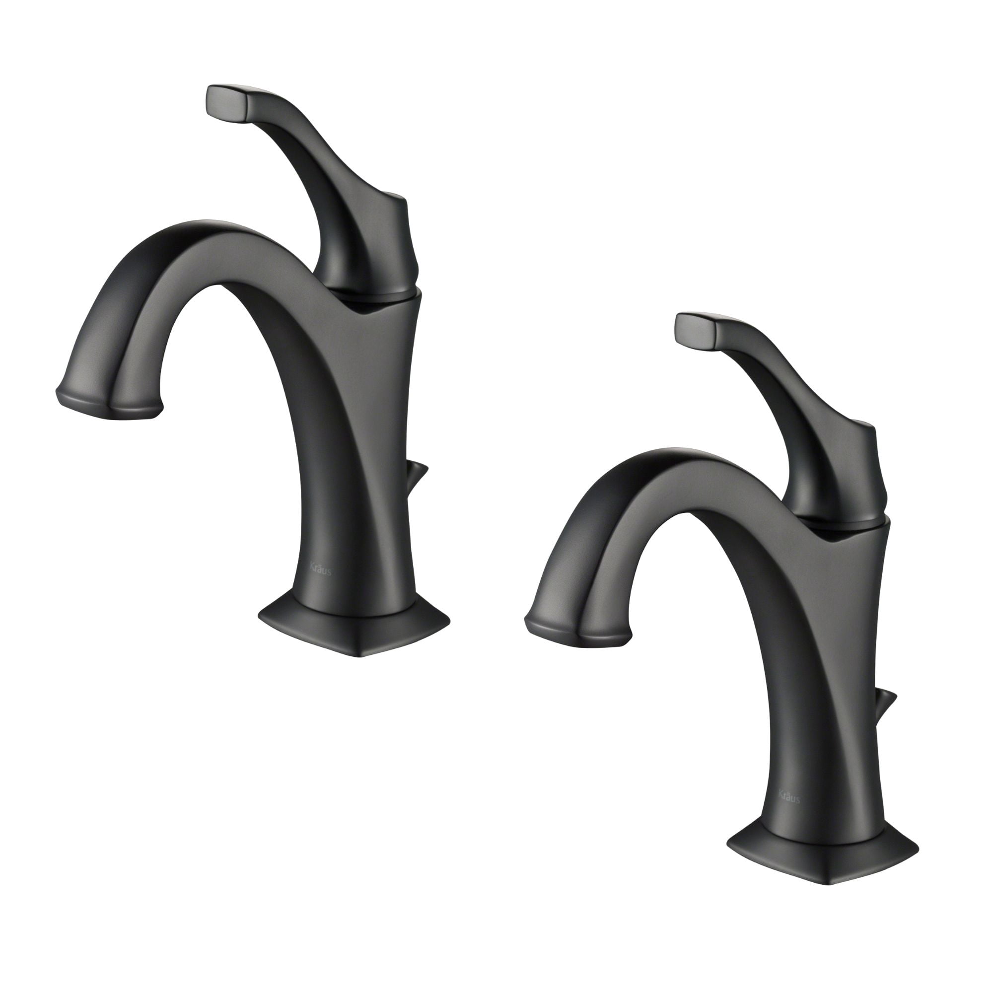 KRAUS Arlo Matte Black Single Handle Basin Bathroom Faucet with Lift Rod Drain and Deck Plate (2-Pack)