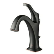 KRAUS Arlo Oil Rubbed Bronze Single Handle Basin Bathroom Faucet with Lift Rod Drain and Deck Plate