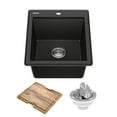 thumbnail image 1 of KRAUS Bellucci 18 Granite Composite Workstation Drop-In Top Mount Single Bowl Kitchen Bar Sink in Metallic Black with Accessories, 1 of 18