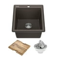 thumbnail image 1 of KRAUS Bellucci 18 Granite Composite Workstation Drop-In Top Mount Single Bowl Kitchen Bar Sink in Metallic Brown with Accessories, 1 of 18